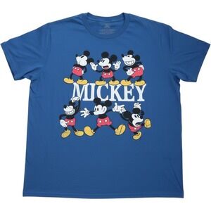 Walt Disney World Mickey Mouse "MICKEY" Expressions Royal Blue Adult XL T-Shirt